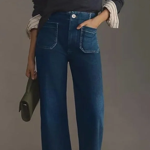 Classic Blue Wide-Leg Women Jeans - Picture 3 of 4